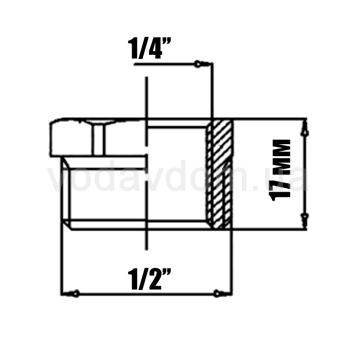 Переходник латунный (футорка) Ø1/4'' x 1/2'' Pattaroni F593R003 - фото