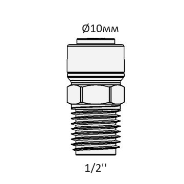 Фитинг прямой 6MC8 (трубка Ø10мм - резьба 1/2'') - фото