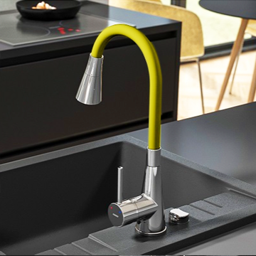 Смеситель для кухни FERRO ZUMBA II BZA42С (желтый) (гибкий излив) - фото