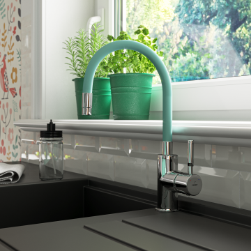 Смеситель для кухни FERRO ZUMBA BZA4M (мята) (гибкий излив) - фото