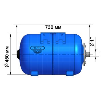 Бак розширювальний Zilmet ULTRA-PRO 100 л 1''G горизонтальний Ø450 H=480 мм 10 bar 1100010005 - фото