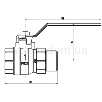 Кран повнопрохідний кульовий IVR 3/4'' ВЗ П/П Everlast 956 (арт41) - фото