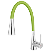 Смеситель для кухни FERRO ZUMBA II BZA42G (зеленый) (гибкий излив) - фото