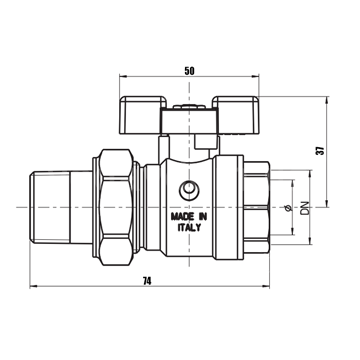 Кран кульовий американка IVR 1/2'' ВН Bocchettone 60/A (арт55) - фото