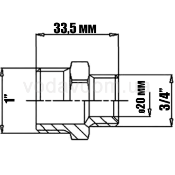 Ніпель редукційний латунний Ø3/4'' х 1'' Pattaroni  F591R008 - фото