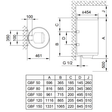 Водонагрівач GORENJE GBFU 150 SIM 2кВт 150л, сухий тен, верт/гор, (345351) - фото