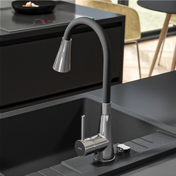 Смеситель для кухни FERRO ZUMBA II BZA42B (черный) (гибкий излив) - фото