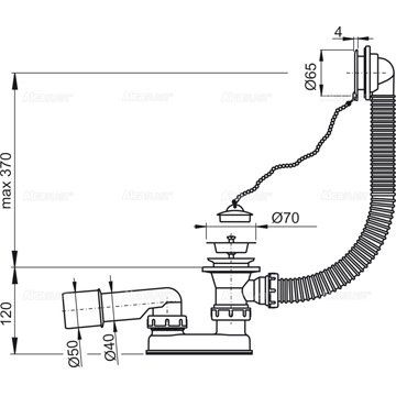 Сифон для ванны AlcaPlast A501 - фото