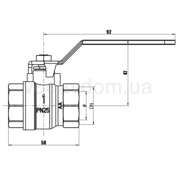 Кран повнопрохідний кульовий IVR 3/4'' ВВ П/П Everlast 954 (арт40) - фото