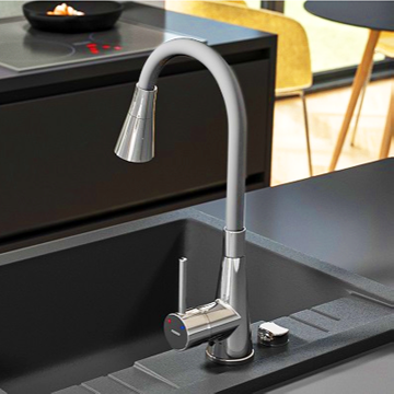 Смеситель для кухни FERRO ZUMBA II BZA42S (серебристый) (гибкий излив) - фото