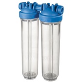 Магистральный фильтр Atlas Filtri DP BIG DUO TS (прозрачная) Ø11/2" IN (пластик) 20'' 45°C 8,3bar ZA1802911 (без картриджа) - фото