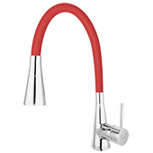Смеситель для кухни FERRO ZUMBA II BZA42R (красный) (гибкий излив) - фото