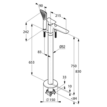 Змішувач для ванни підлоговий Kludi Ambienta 535900575 - фото
