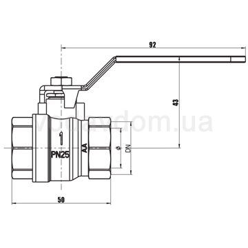 Кран повнопрохідний кульовий IVR 1/2'' ВВ П/П Everlast 954 (арт40) - фото