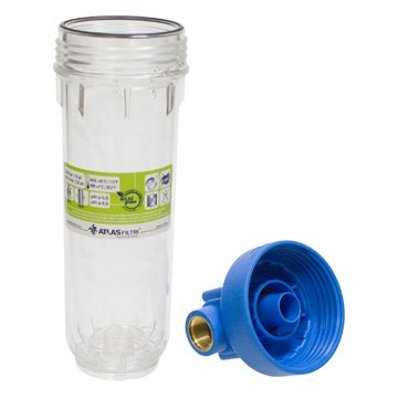 Фільтр-колба Atlas Filtri DP M MONO TS (прозр.)  Ø1/2'' OT (латунь) 10'' 45°C 8bar KIT ZA1380331 - фото