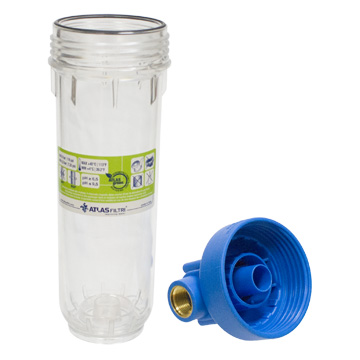 Фільтр-колба Atlas Filtri DP MONO TS (прозора) Ø1'' OT (латунь) 10'' 45°C 8bar KIT RA1280701 - фото