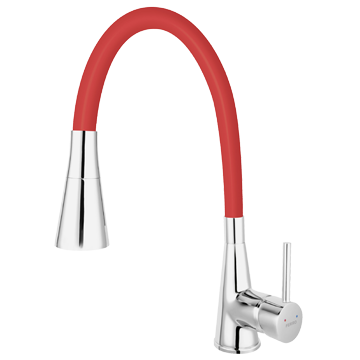 Смеситель для кухни FERRO ZUMBA II BZA42R (красный) (гибкий излив) - фото