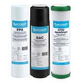 Улучшенный комплект картриджей Ecosoft 1-2-3 для фильтров обратного осмоса с функцией экономии воды (CHV3ECOAGR) - фото