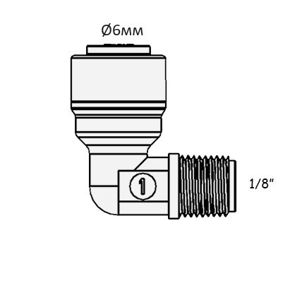 Фитинг угловой с обратным клапаном A4ME2-CV-W (G1/8'' - трубка Ø6мм) - фото
