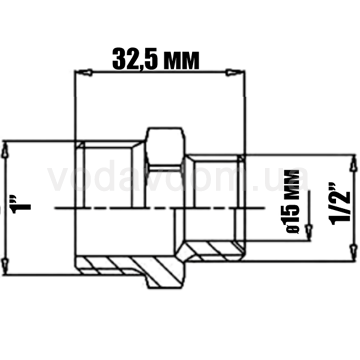 Ніпель редукційний латунний Ø1/2'' х 1'' Pattaroni F591R006 - фото
