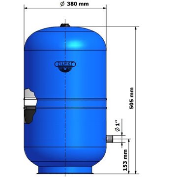 Расширительный бак Zilmet HYDRO-PRO 50 л 1''G Ø380 H=537 мм 10 bar 11A0005000 - фото