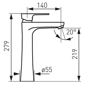 Смеситель (високий) для умывальника FERRO ALGEO SQUARE BAQ2L - фото