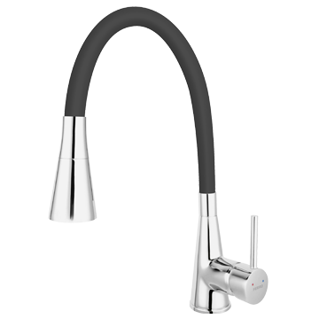 Смеситель для кухни FERRO ZUMBA II BZA42B (черный) (гибкий излив) - фото