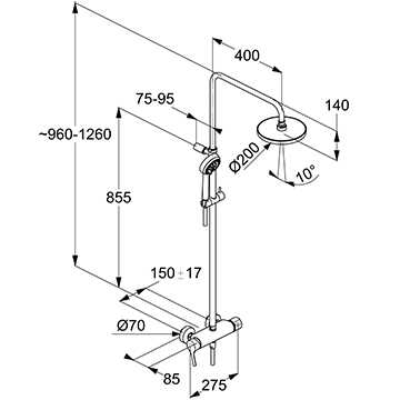 Душова система з обмежувачем гарячої води Kludi Logo Dual 6808505-00 - фото