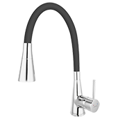 Смеситель для кухни FERRO ZUMBA II BZA42B (черный) (гибкий излив) - фото