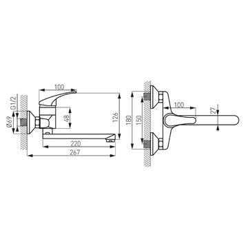 Смеситель для ванной (настенный) FERRO BASIC BBC5 - фото