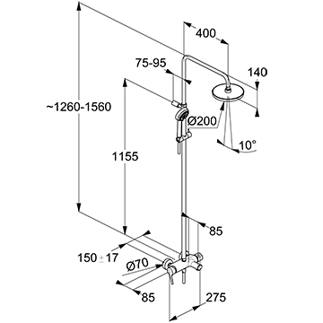 Душевая система с изливом для ванны Kludi Logo Dual 6808305-00 - фото