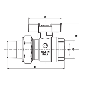 Кран шаровый американка IVR 1'' ВН Bocchettone 60/A (арт55) - фото
