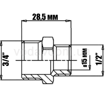 Ниппель редукционный латунный Ø1/2'' х 3/4'' Pattaroni F591R005 - фото