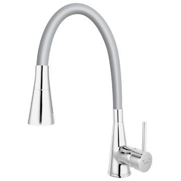 Смеситель для кухни FERRO ZUMBA II BZA42S (серебристый) (гибкий излив) - фото