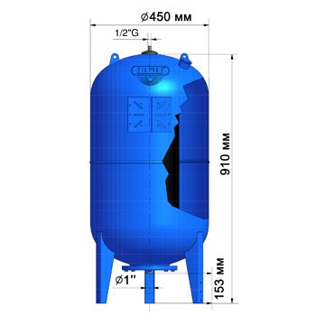Бак розширювальний Zilmet ULTRA-PRO 100 л 1''G вертикальний Ø410 мм H=910 мм 10 bar 1100010004 - фото
