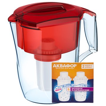 Фільтр-глечик Аквафор Океан А5 червоний (глечик + 3 картриджа) - фото
