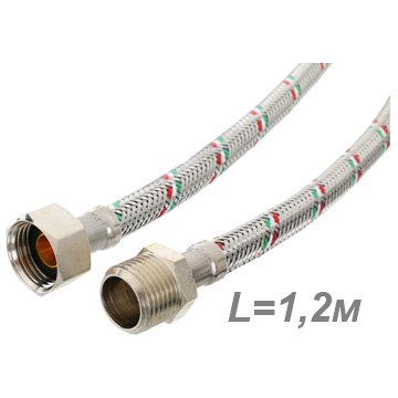 Шланг для смесителя Parigi Parinox® EPDM DN8 ВР 1/2'' х НР 1/2'' 1,2м PN10 - фото