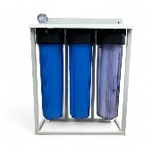 Магістральний фільтр на станині Aqualite TRIO 20BB G1'' (латунь) 45°C 8bar (з картриджами) - фото