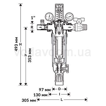 Магистральный фильтр Resideo (Honeywell) HS10S-1AAM (100 мкм) для горячей воды - фото