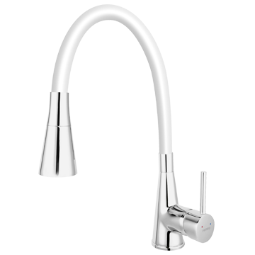 Змішувач для кухні FERRO ZUMBA II BZA42W (білий) (гнучкий вилив) - фото