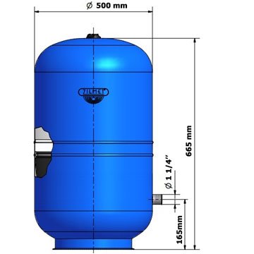 Расширительный бак Zilmet HYDRO-PRO 105 л 1 1/4''G Ø500 H=665 мм 10 bar 11A0010500 - фото