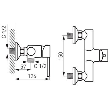 Змішувач для душу (настінний) FERRO FIESTA BFI7 - фото
