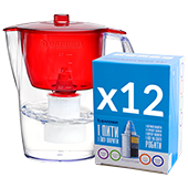 Фильтр кувшин Барьер Лайт красный жесткость (кувшин + 13 картриджей) - фото