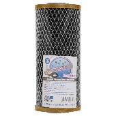 Картридж с прессованным кокосовым углем Aquafilter FCCBL10BB-G Ø107x250мм 45°C (очистка от хлора и органических загрязнений) - фото