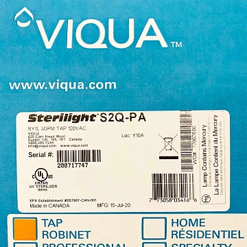 УФ установка для обеззараживания воды VIQUA TAP PLUS S2Q-PA 22Вт G1/2'' 0.4-1.1 м3/час 40°C 8bar (ультрафиолетовая лампа) - фото