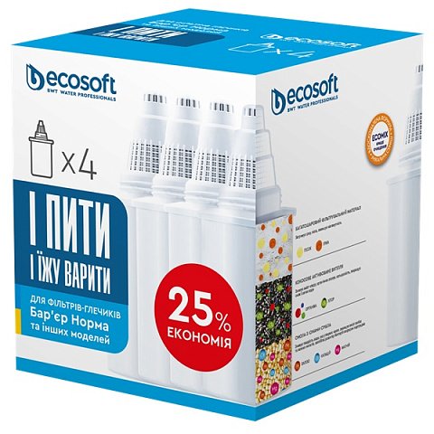 Картридж для фільтрів-глечиків Barrier 4шт ECOSOFT CRVK4BARECO - фото