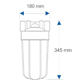 Магістральний фільтр для води Aquafilter FH10B1-B-WB G1'' (латунь) 10BB 45°C 8bar з манометром (без картриджа) - фото