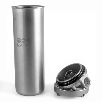 Корпус фильтра Slim 10'' HMS-10B 3/4'' из нержавеющей стали (комплект: ключ, кронштейн, саморезы) - фото