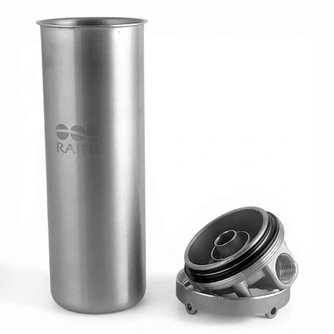 Корпус фильтра Slim 10'' HMS-10B 3/4'' из нержавеющей стали (комплект: ключ, кронштейн, саморезы) - фото