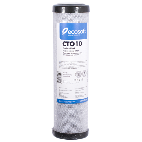 Картридж со спрессованным углем Ecosoft CTO10 CHVCB2510ECO (очистка от хлора и органических загрязнений) - фото